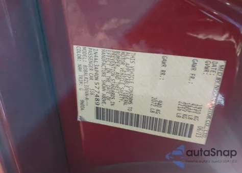 2013 Nissan Altima 2.5 S z USA, uszkodzony, nr VIN 1N4AL3AP4DN577489